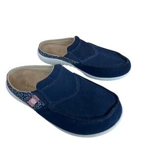 Spenco Men’s Orthotic Slide Slippers Size 8.5D Comfort Arch Support Blue Floral